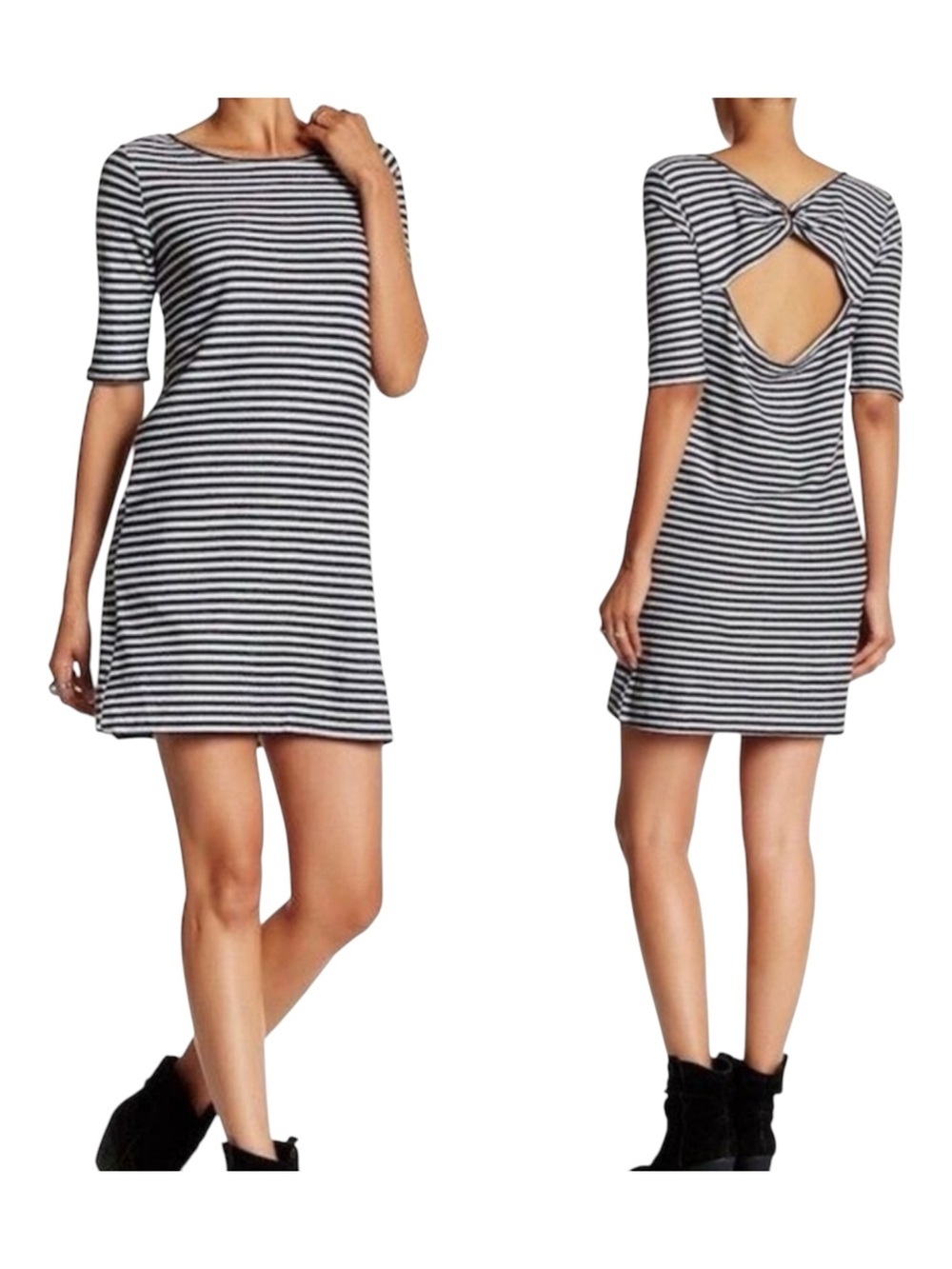 FREE PEOPLE We The Free Frenchie Striped Cutout Back Mini T-Shirt Dress S